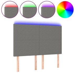 sötétszürke szövet LED-es fejtámla 144x5x118/128 cm