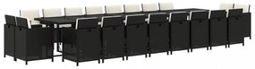 21 részes fekete polyrattan kerti étkezőgarnitúra párnákkal