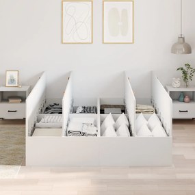 Ágykeret Fehér MDF 140 x 200 cm Tárolós ágykeret Négyszögletes