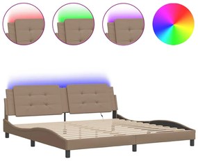 cappuccino színű ágykeret LED-ekkel matrac nélkül Zadar 200 x 200 cm
