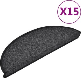 vidaXL 15 db antracitszürke félkör alakú lépcsőszőnyeg 56 x 17 x 3 cm