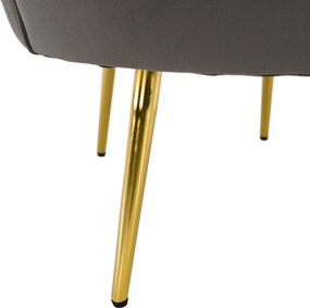 Art-deco stílusú fotel, szürkésbarna Velvet szövet/gold arany króm, NOBLEO