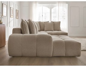 Szürkésbarna zsenília kinyitható-tárolóhelyes sarokkanapé (jobb oldali-U alakú) Everest – Bobochic Paris