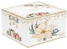 Karácsonyi porcelán eszpresszó csésze szett 2 személyes szett díszdobozban fehér arany mikulásvirág White Elegance