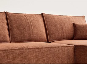 Rézszínű zsenília kinyitható-tárolóhelyes sarokkanapé (jobb oldali-heverő résszel) Maze – Maison de Rêve