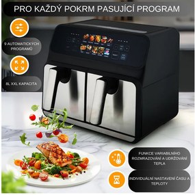 ProfiCook FR 1287 H dupla hőlégfúvós sütő, 8 l