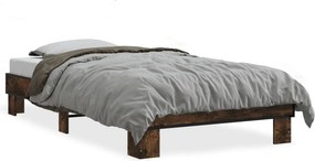 vidaXL füstös tölgyszínű szerelt fa és fém ágykeret 100 x 200 cm