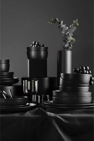 Tányérkészlet porcelán, matt fekete, 24 darabos