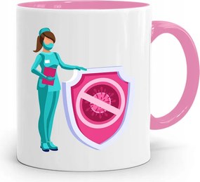 Rózsaszín Bögre Ápolónőnek Vírus Ajándék fényképes nyomtatással