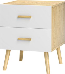 HOMCOM Tölgyágy melletti éjjeliszekrény 2 fiókkal, 40x40x50 cm, Tölgy | Aosom