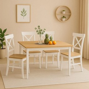 Catini KAMPALI Étkezőgarnitúra 4x szék + asztal - Fehér