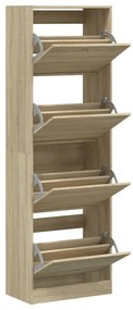 sonoma tölgy cipőszekrény 4 kihajtható fiókkal 60x34x187,5 cm