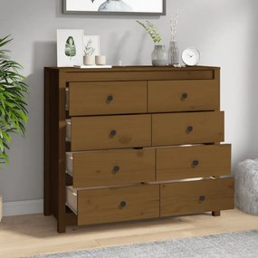 mézbarna tömör fenyőfa kisszekrény 100 x 40 x 90 cm