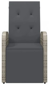 2 db szürke polyrattan dönthető kerti szék párnákkal