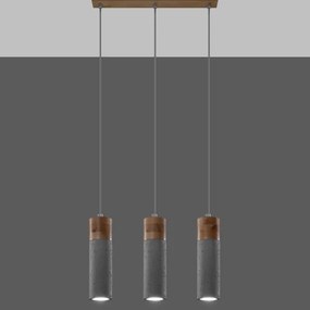 Sollux SL.0967 - Csillár zsinóron ZANE 3xGU10/40W/230V beton/fa