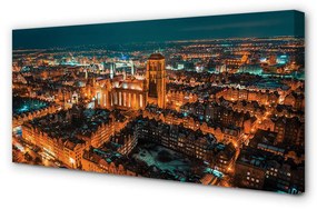 Canvas képek Éjszakai panoráma Gdansk templom 100x50 cm