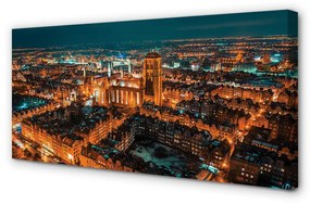 Canvas képek Éjszakai panoráma Gdansk templom 120x60 cm