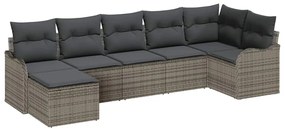 vidaXL Kerti Kanapé Szett tárolóval 7 pcs Szürke polirattan