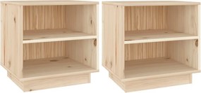 vidaXL 2 darab tömör fenyőfa éjjeliszekrény 40 x 34 x 40 cm