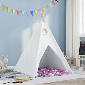 Gyermek Teepee Sátor Táskával Barackszínű &amp; Játéklabdákkal Fehér