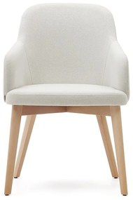 Krémszínű kárpitozott karfás étkezőfotel Nelida – Kave Home