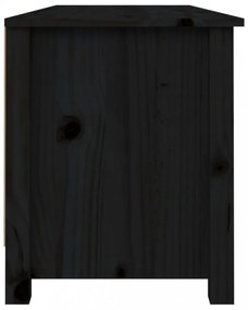 fekete tömör fenyőfa cipőtároló pad 110 x 38 x 45,5 cm