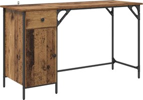 vidaXL Számítógépes asztal fiókkal Öreg fa 131 x 48 x 75 cm Faanyag