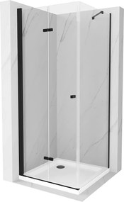 Mexen Lima, zuhanykabin összecsukható ajtóval 70 (ajtó) x 70 (fal) cm, 6mm átlátszó üveg, fekete profil + vékony zuhanytálca fehér fekete szifonnal, …