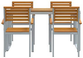 5 darabos kerti étkezőgarnitúra tömör akácfából és fémből