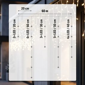 BRILAGI - LED kültéri karácsonyi fényfüzér 1200xLED/8 világítási mód 63m IP44 meleg fehér jégcsapok