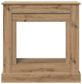 kézműves tölgy színű szerelt fa kandallóburkolat 90x30x90 cm