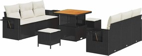 vidaXL Kerti Kanapé Szett párnával tárolóval 9 pcs Fekete és krémszínű