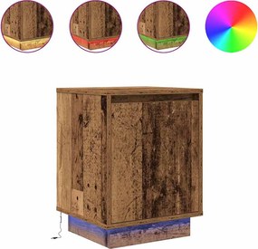 vidaXL 2 db antik fa éjjeliszekrények LED világítással 38x34x50 cm