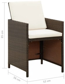 4 db barna polyrattan kerti szék párnával