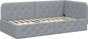 vidaXL Sarokágy keret fejtámlával Világosszürke 90 x 190 cm szövet