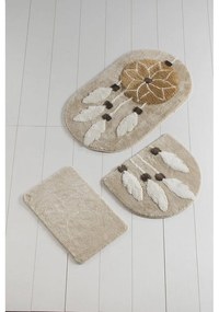 Világosbarna fürdőszobai kilépő szett 3 db-os 100x60 cm Ruya – Foutastic