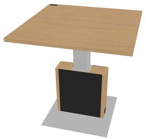 Verno+ S állítható magasságú tárgyalóasztal 120 x 120 cm, világos tölgy / fekete