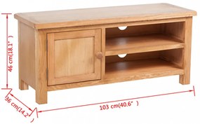 tömör tölgyfa TV szekrény 103 x 36 x 46 cm