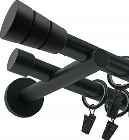 Függönykarnis Dupla Fém 19 MM Fekete Matt 180 CM Basic Henger