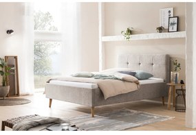 Szürke-barna kárpitozott franciaágy ágyrács nélkül 140x200 cm Smart – Meise Möbel