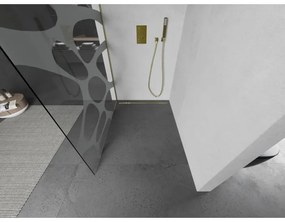 Mexen Kioto, Walk-In zuhany paraván 90 x 200 cm, 8 mm átlátszó üveg fehér mintás, arany matt profil, 800-090-101-55-97