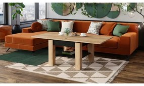 Átalakítható CALEB dohányzó/étkezőasztal emelhető lappal, tölgy craft/fekete