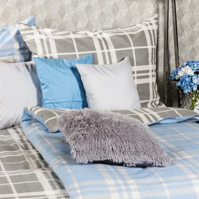 4Home Kék kocka flanel ágynemű, 140 x 220 cm, 70 x 90 cm