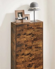 Cipőtároló szekrény 3 ajtóval, rusztikus barna 60x24x120cm
