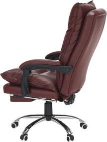 Irodai szék lábtartóval, textilbőr bordó, DRAKE