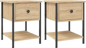 vidaXL 2 db sonoma tölgy színű szerelt fa éjjeliszekrény 34x35,5x45 cm