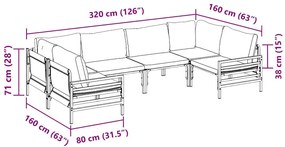 Kerti Kanapé Szett 6 pcs Antracit Acél