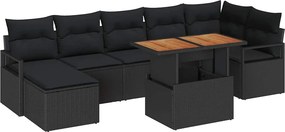 vidaXL Kert étkező szett párnával 8 pcs Fekete és Barna