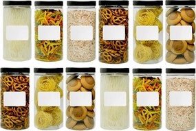 Ételtároló edények befőttes üveg tészta 1,5L 12 db 15 öntapadós címke