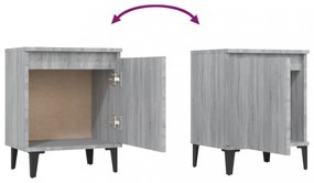 szürke-sonoma színű éjjeliszekrény fémlábakkal 40 x 30 x 50 cm